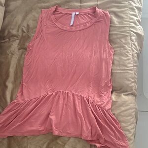 Girls' Sleeveless Peplum Tank Top - Coral